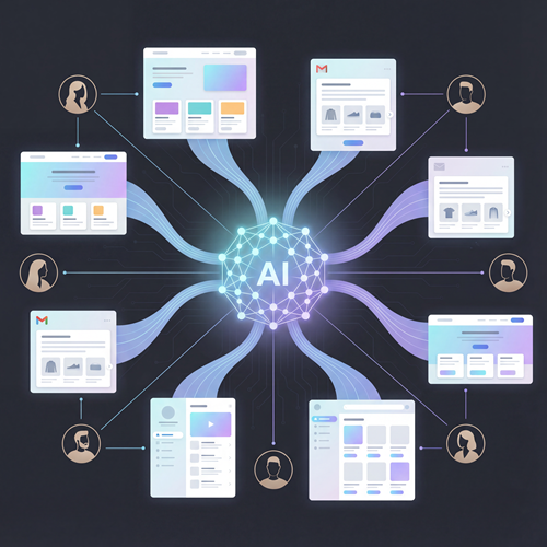Image that illustrates how AI can help personalization and artificial intelligence content marketing	
