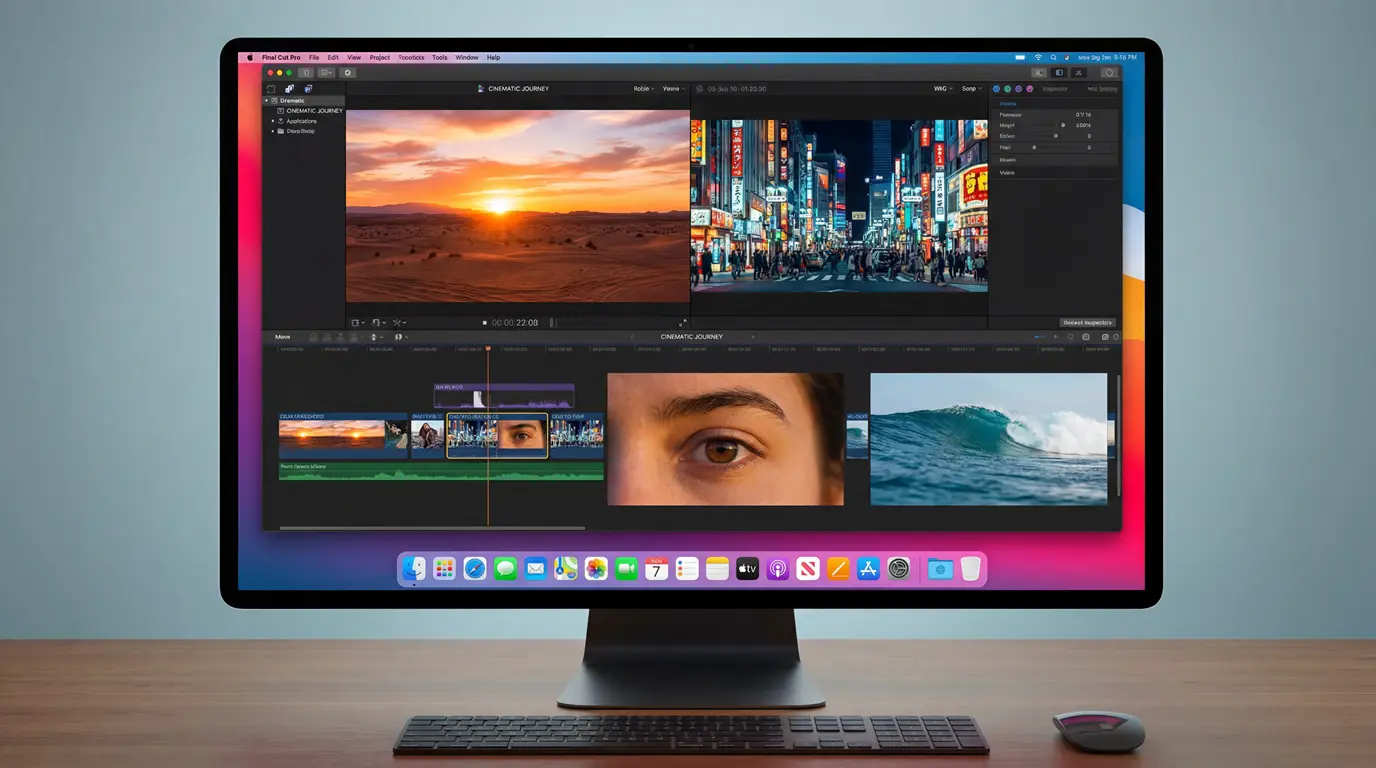 “Final Cut Pro timeline and UI, showing one of the preferred professional options in what video editing software YouTubers use.”
