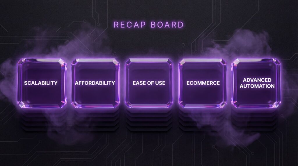 Summary board showing best automation tools for startups