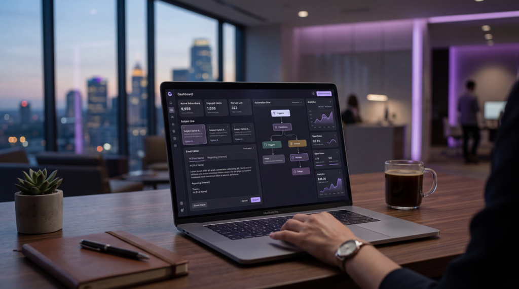 Generative AI for email marketing dashboard with personalized email drafting, audience segmentation, and campaign automation